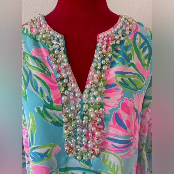 Lilly Pulitzer Elenora Silk Dress Totally Blossom Size XS NEW - Picture 12 of 13